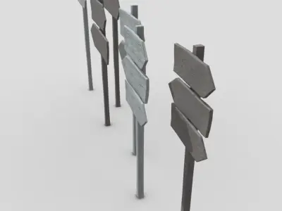Wooden Sign Set Low-poly 3D model