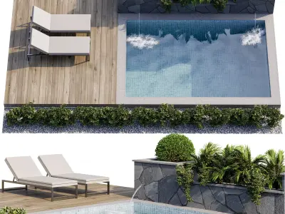 Backyard and Landscape with Pool 12 3D model