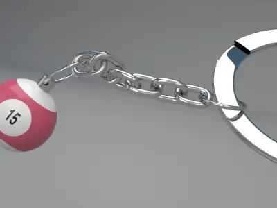 15 Snooker Ball with Keychain 3D model