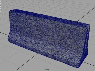RoadBlock concrete barrier with stripes Low-poly 3D model