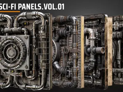sci-fi panels vol 01 Low-poly 3D model