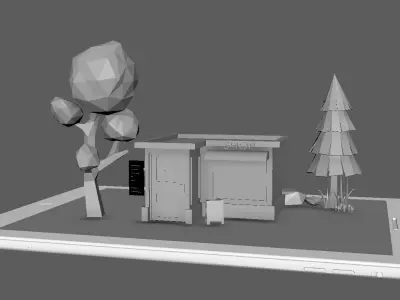 Shop Cartoon City Block store Low-poly 3D model