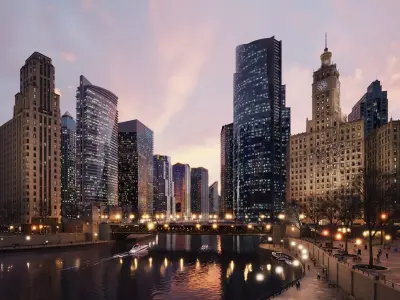 City Downtown Skyscraper 3D model Low-poly 3D model