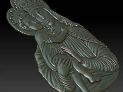 Virgin Mary and Child 3D print model