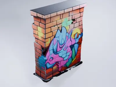 Low Poly Brick Wall - Stylized Urban 3D Model 3D model