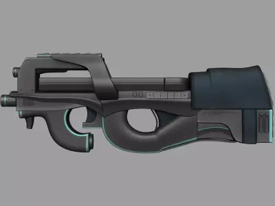 Sci-Fi P90 Carbon Fiber - Gun Weaponry Low-poly 3D model