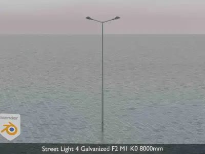 Street Light 4 Galvanized F2 M1 K0 8000mm Low-poly 3D model