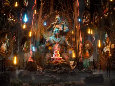 Birthday Feast Horror Environment  UE5 Low-poly 3D model