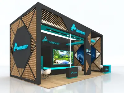 Exhibition Stand Booth Stall 10x6m Height 500cm 3 Side Open 3D model