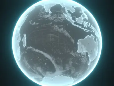 Silver Hologram Planet Earth Hologram Sci-Fi 3D Model Low-poly 3D model