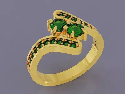 Prong set diamond bypass ring 3D print model