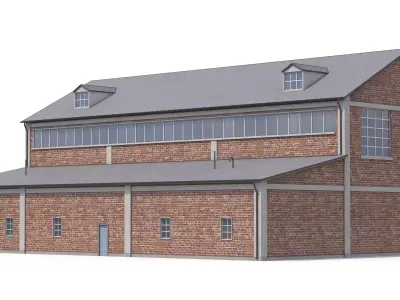 Brick Industrial Building 35 PBR Low-poly 3D model