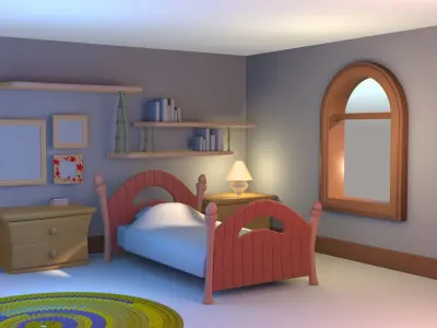 Cartoon bedroom stylized 3D model