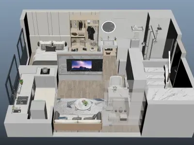Duplex apartment floorplan Home 3D model