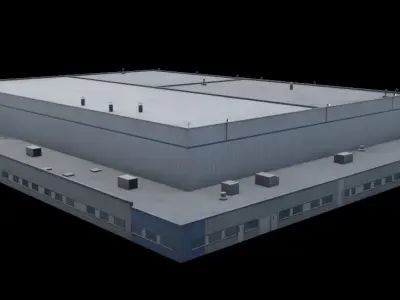 3D Building Low Poly  Low-poly 3D model