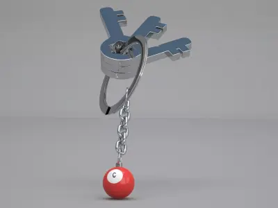 C Snooker Ball with Keychain 3D model