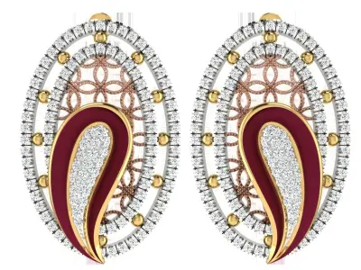 Women Pendant Earring Sets 3dm STL OBJ FBX Renders Details 3D print model 16