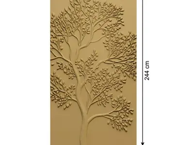 Modern Tree Relief Panel Wall Decor Set STL Mural CNC 339 3D model