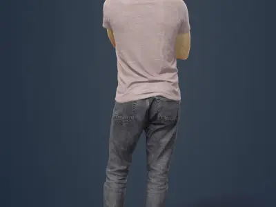 Flow a Casual Man Streetwear Standing Listening Low-poly 3D model