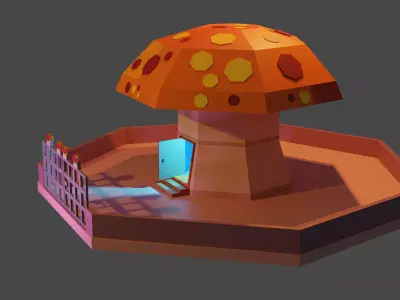 Mushroom House for human Free low-poly 3D model