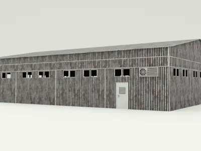 Warehouse barn Low-poly 3D model