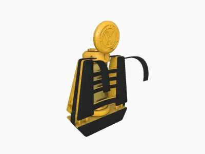 SciFi Backpack J02 Yellow - Fashion Character Design Low-poly 3D model