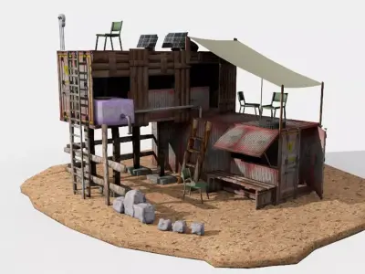 post apocalyptic building shelter house 3D model