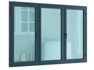 Modern Aluminum Window Frame Triple Panel 3D model