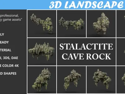 Low poly Stalactite Cave Rock Modular Pack 200215 Low-poly 3D model