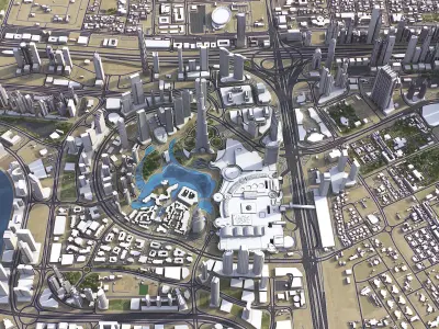 Dubai - Business Bay Low-poly 3D model