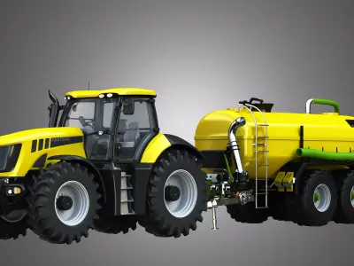 JCB - 8000 Tractor with Zunhammer Liquid Manure Trailer 3D model