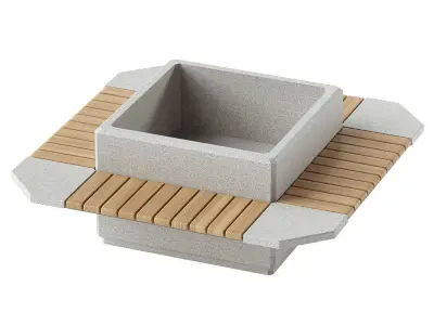 SQUARE PLANTER BENCH 225 3D model