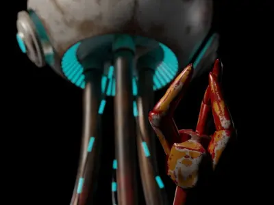 Cyber robor Low-poly 3D model