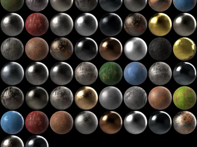 50 Metal Metallic Steel Seamless PBR Textures Pack Bundle Texture