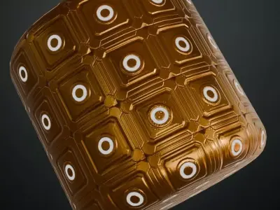Sci-Fi Copper Panel Glowing PBR Seamless Texture