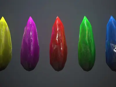Crystals Pack Low-poly 3D model