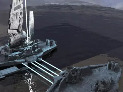 Halo Forerunner Inspired Gateway with bridge hologram  2 3D model