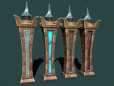 Fantasy obelisk 3 Low-poly 3D model