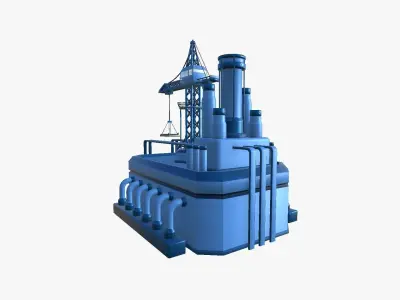 SciFi Factory A03 Blue - Sci Fi Exterior Design Low-poly 3D model