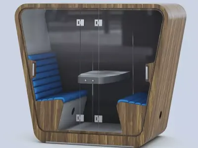 Office phone booth Low-poly 3D model