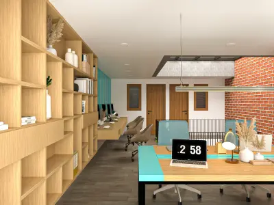 Modern Workspace with a Natural Ambiance Home Office Low-poly 3D model