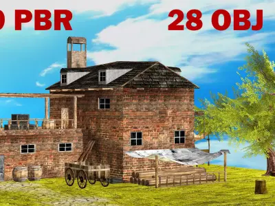 Fantasy Medieval Exclusive Village House 3D Model Low-poly 3D model