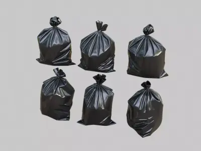 Black Garbage Bags Low-poly 3D model