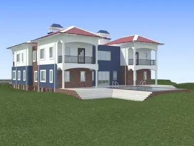 House with swimming pool 3D model