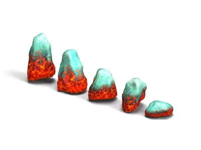 Rock Set 03 - Fire and Ice Low-poly 3D model