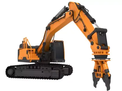 Tracked Excavator Demolition equip 3D model