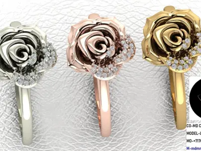 Light weight Rose Ladies Ring 3D print model purchase