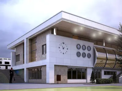  Train station Low-poly 3D model