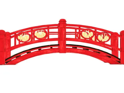Japanese Bridge Low-poly 3D model