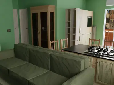 Complete house with furniture Low-poly 3D model